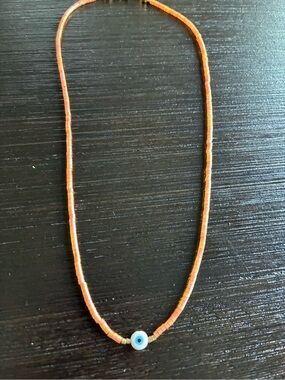 Handcrafted Orange Evil Eye Bead Necklace